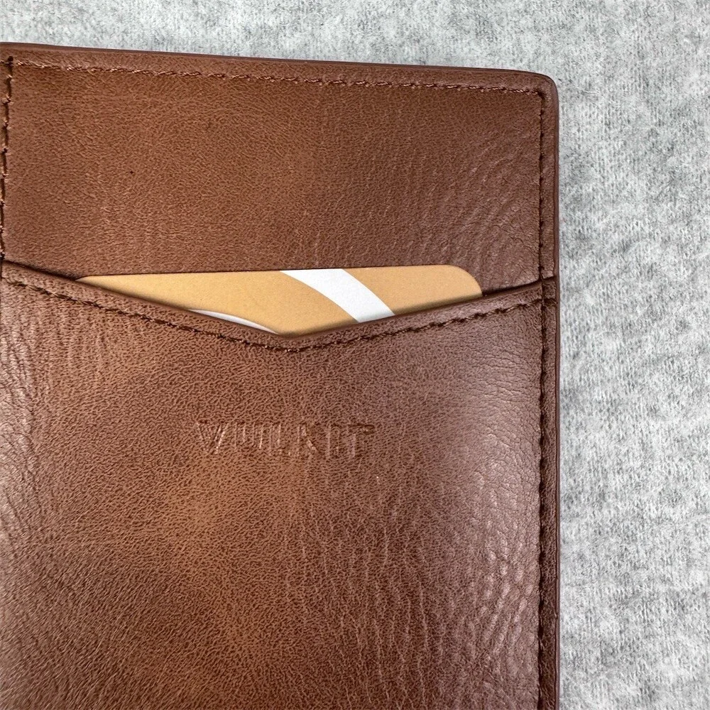 VULKIT Men's Slim Bifold Wallet Brown RFID Blocking Minimalist Card Holder